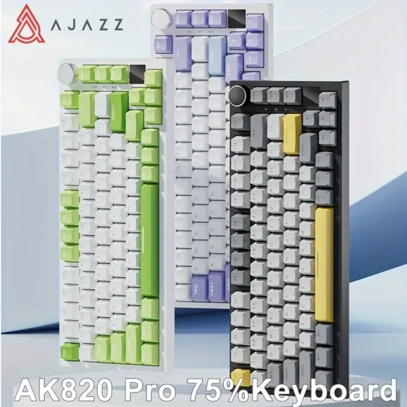 Klawiatura mechaniczna gamingowa Ajazz AK820/AK820Pro Bluetooth 5.1/bezprzewodowa/przewodowa z przyciskami z izolacją termiczną i przyciskami z uszczelnieniem.