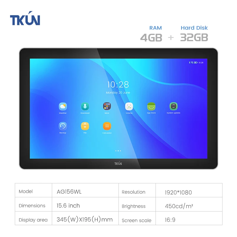 RK3588 CPU Android 13 ในร่ม 15.6 นิ้ว Android Touch All-in-one เครื่อง 8G + 128G 2K หน้าจอสัมผัสแบบ Capacitive Monitor