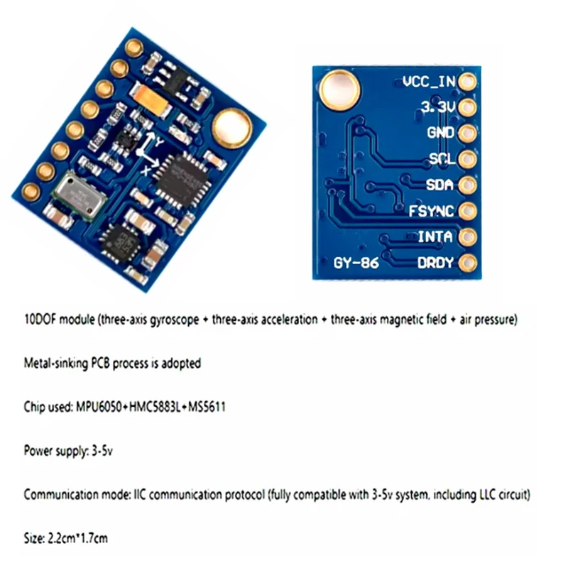 GY-86 10DOF MS5611 HMC5883L MPU6050 Flight control MWC module