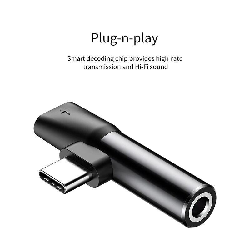 Baseus L41 Typ-C auf 3,5 mm Klinke Audiokabel Kopfhörer Splitter Adapter für Xiaomi Huawei USB C Ladegerät Aux Anschlüsse Adapter