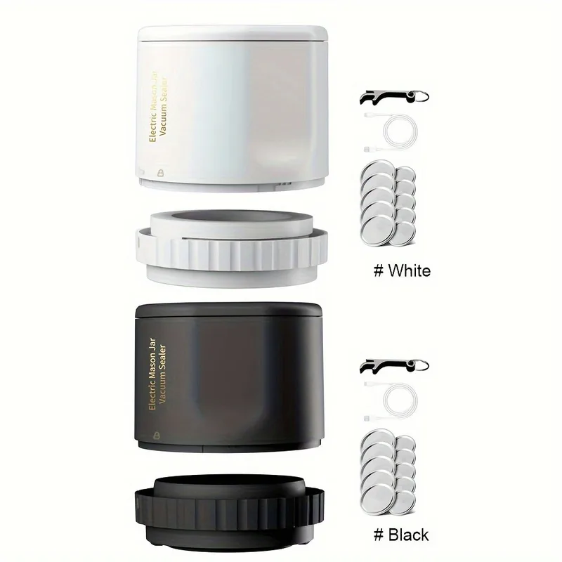 Kit de sellado al vacío eléctrico para tarros Mason, inalámbrico, para fermentación de boca ancha de tarros Mason con Mason