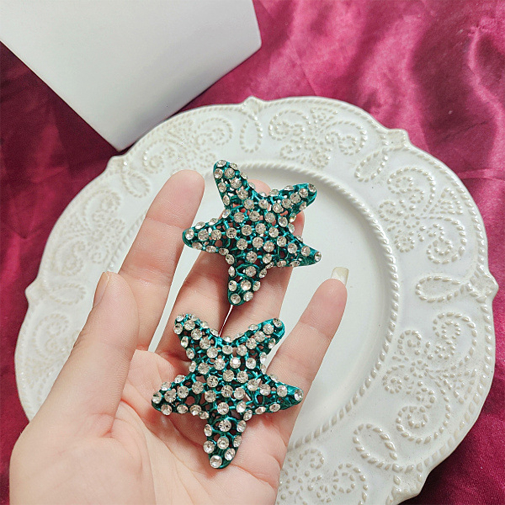 Conjuntos de jóias estilo oceano vintage para mulheres, colar e pulseira de diamantes embutidos estrela mar concha, brinco de prata para meninas