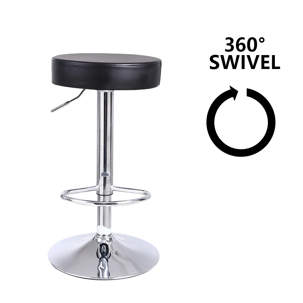 KKTONER Round Bar Stool PU Leather with Footrest Height Adjustable Swivel Pub Chair Home Kitchen Bar stools