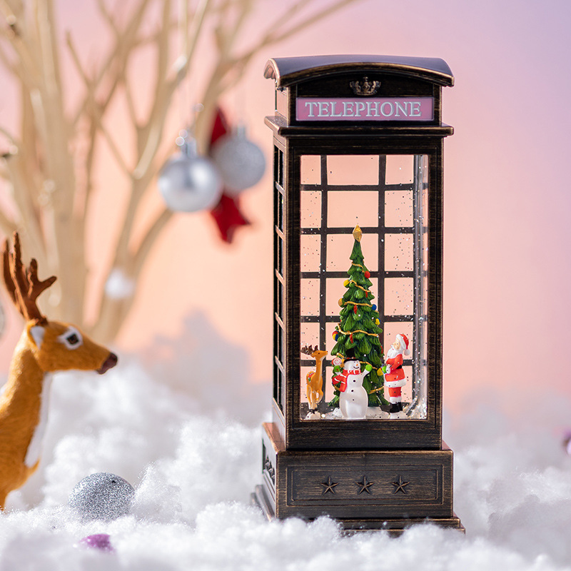 Christmas Carousel Old Man Tree Phone Booth Music Box Crystal Ball Octave Box Drifting Snow Children's Birthday New Year Gift