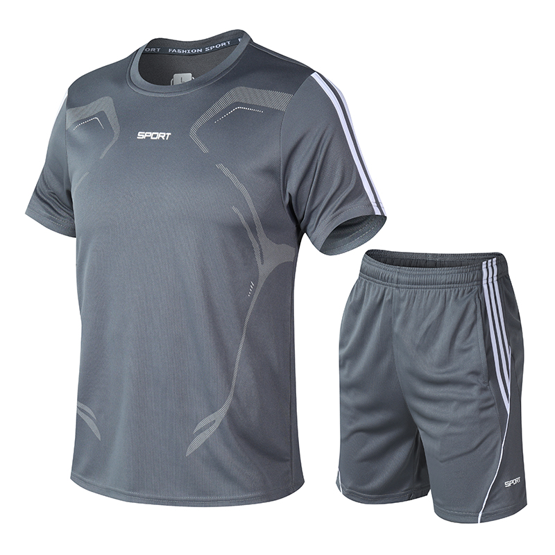 2024 ชุดกีฬาชายฤดูร้อนฟิตเนสแขนสั้นเสื้อยืดชายเสื้อผ้าแห้งเร็วหลวมสบายๆกีฬาขนาดใหญ่