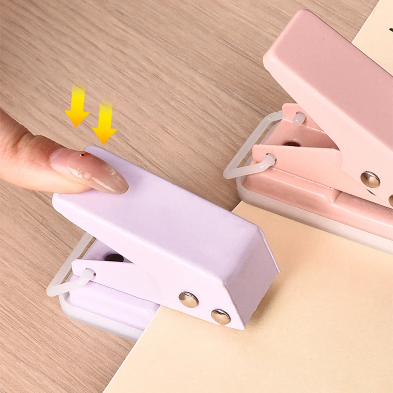 Mini perforadora de papel colorida y bonita, perforadora de agujeros redonda portátil, cortador de papel, suministros escolares y de oficina Kawaii, papelería