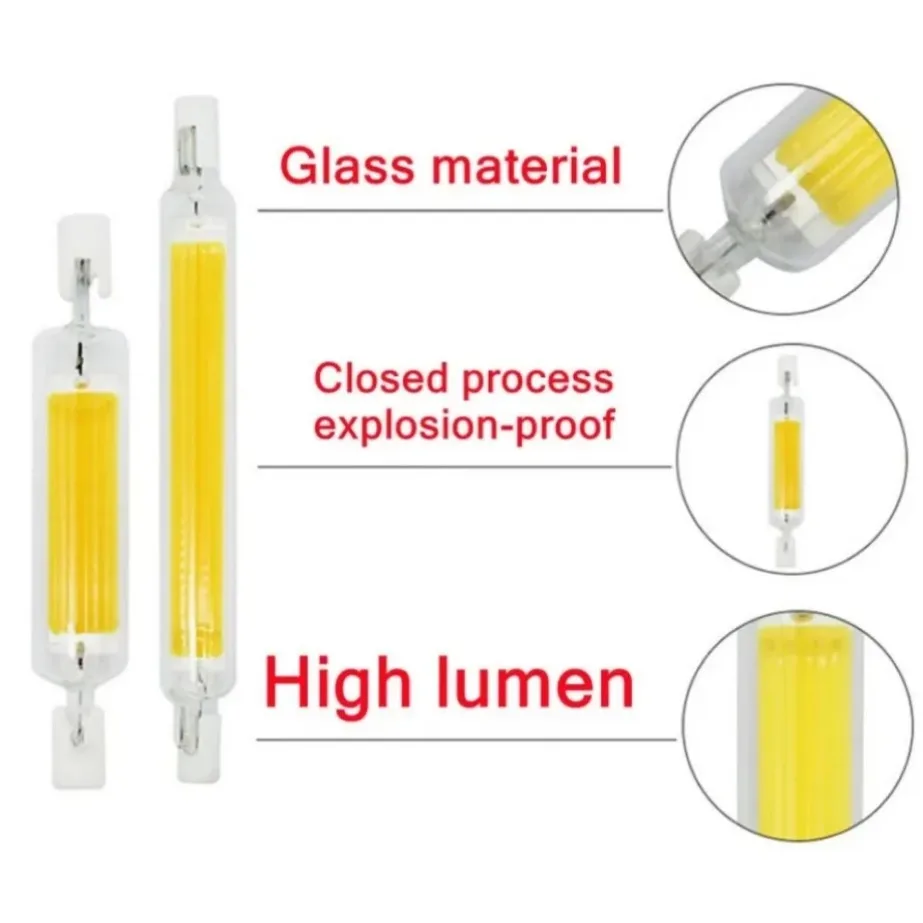 PaaMaa R7S LED COB แก้วหลอด 78 มม.189 มม.118 มม.J78 J118 High Power COB หลอดไฟ AC 110V 220V บ้านเปลี่ยนหลอดฮาโลเจน