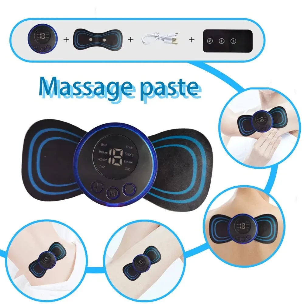 Mini Massageador de Pescoço Recarregável, Massagem Elétrica Portátil Pescoço, Remendo de Massagem Cervical, 8 Modos, 19 Nível, Aliviar a Fadiga Muscular
