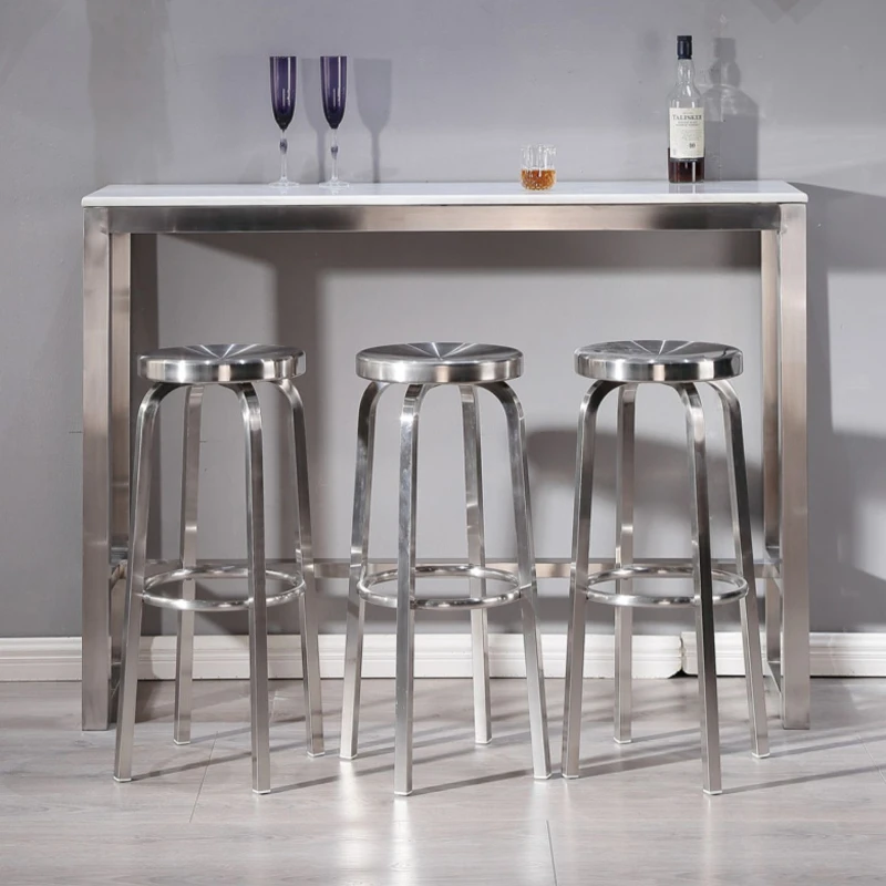 Silla de Bar minimalista moderna, asiento de pie alto de acero inoxidable, taburetes de mostrador de tienda de té con leche, soporte de carga estable, muebles de restaurante