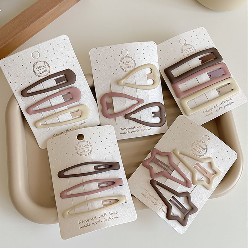 3/6 Chiếc/Bộ Nữ Thời Trang Bé Gái Màu Cà Phê Hình Học Ngôi Sao Trang Trí Kẹp Tóc Người Lớn Ngọt Kẹp Tóc Nữ Phụ Kiện