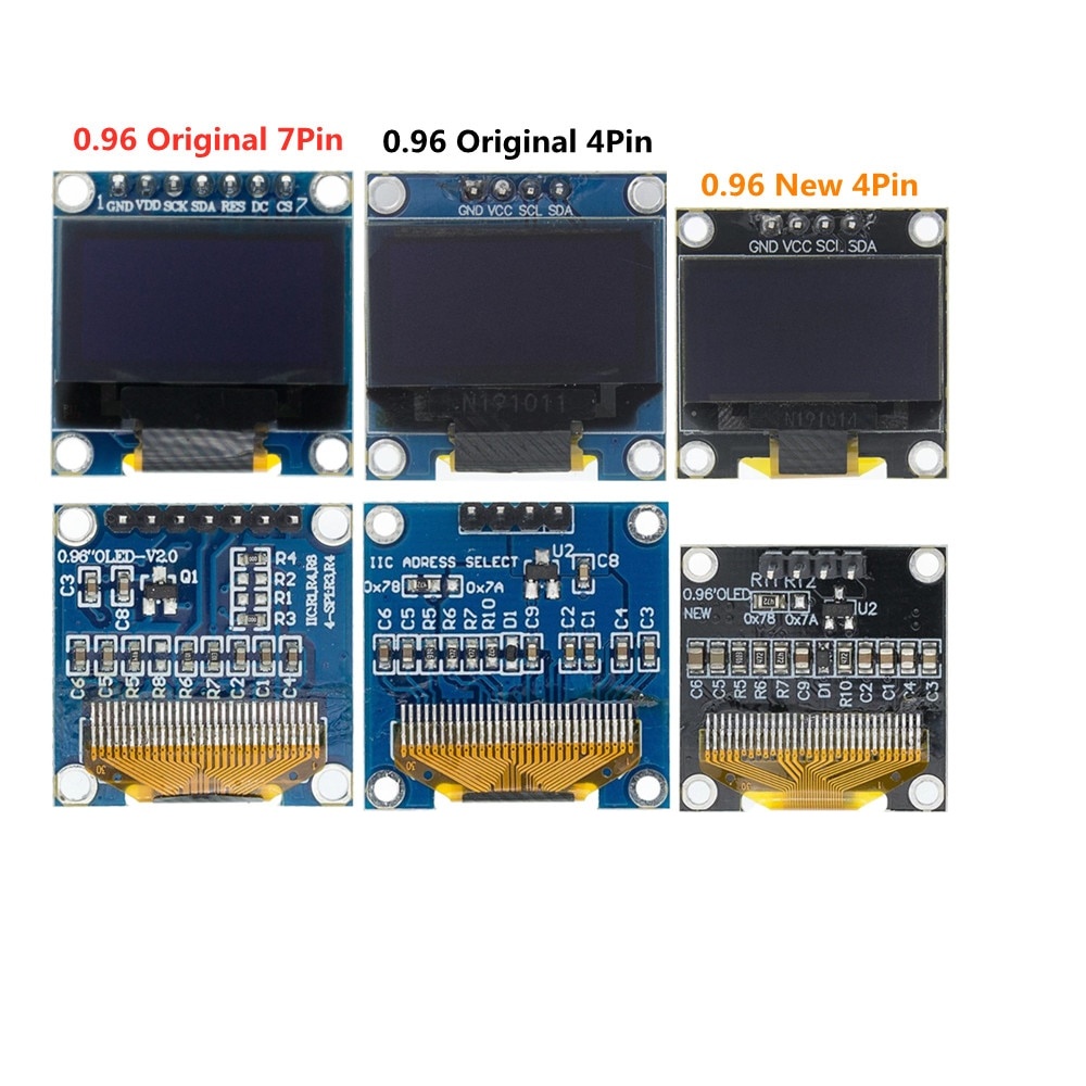 SAMIROB 0,96 pulgadas OLED SSD1306 blanco/azul/amarillo 128X64 IIC I2C módulo de pantalla serie 12864 placa de pantalla LCD para Arduino
