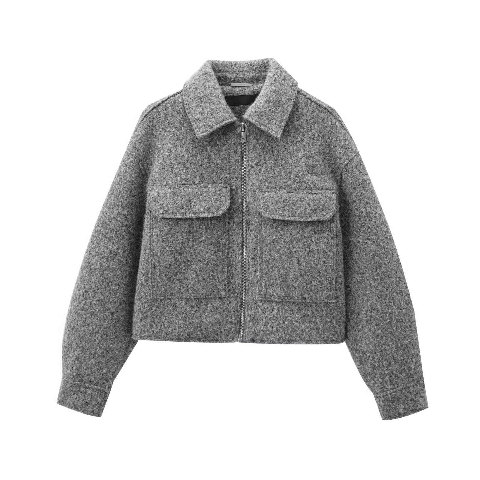 Jaqueta Curta Fena de Moda Outono Nova com Design E e Detalhes em Pérolas 30288 Fibra de Poliéster