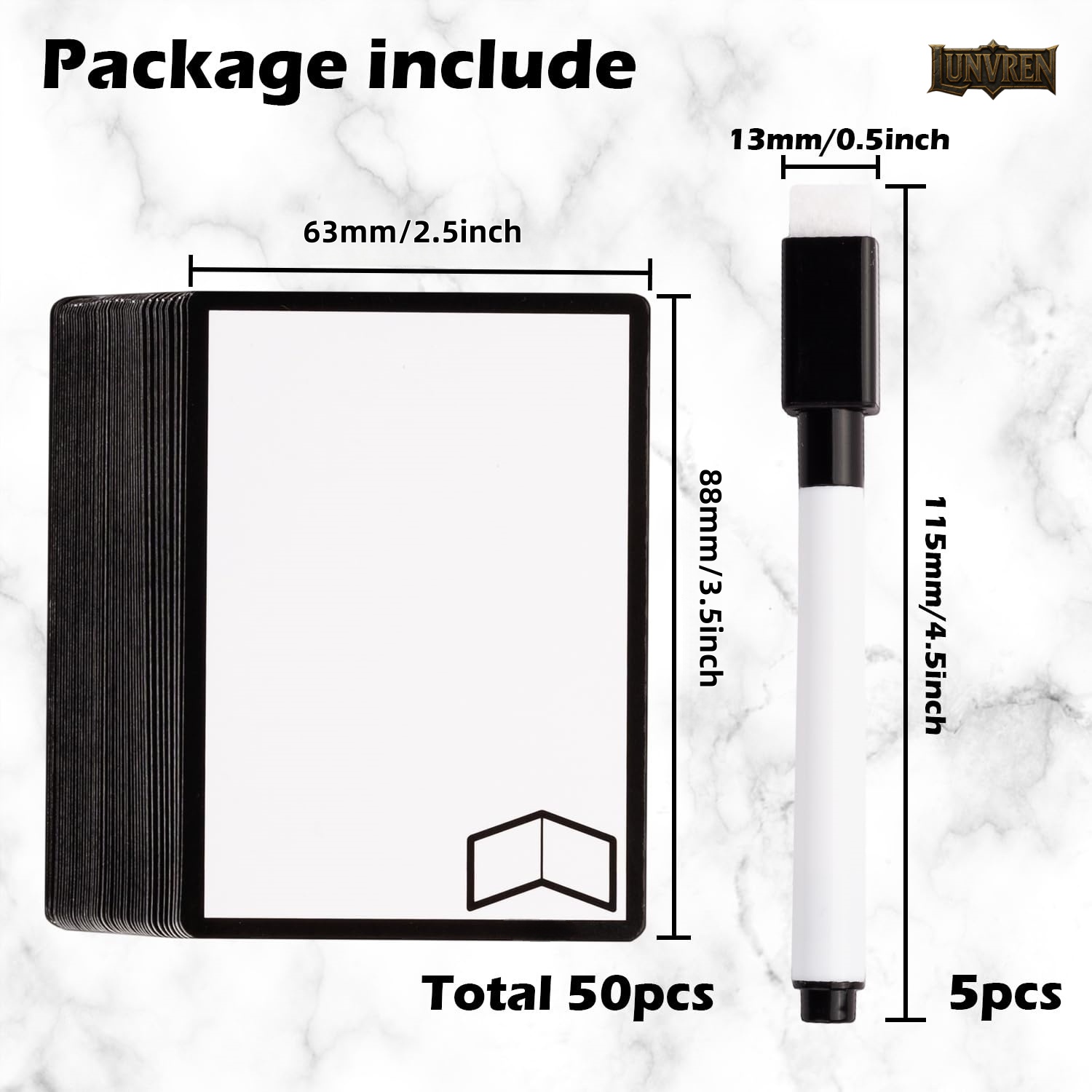 50 Pieces Reusable Dry Erase MTG Tokens with Marker Double-Sided MTG Proxy Cards for MTG, DND DIY Blank Card Games Accessories