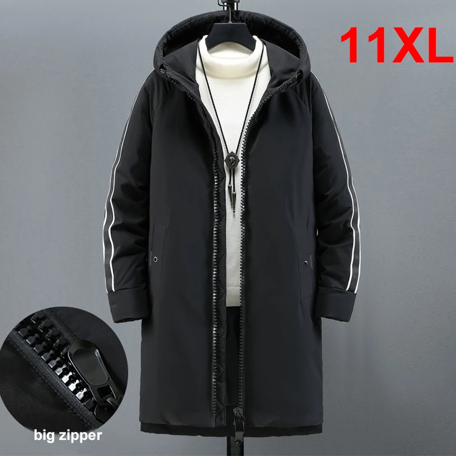Schwarz Lange Parkas Männer Winter Dicke Warme Jacke 10XL 11XL Plus Größe Mantel Mode Winter Parkas Männlichen Cargo Jacken Große Größe 11XL