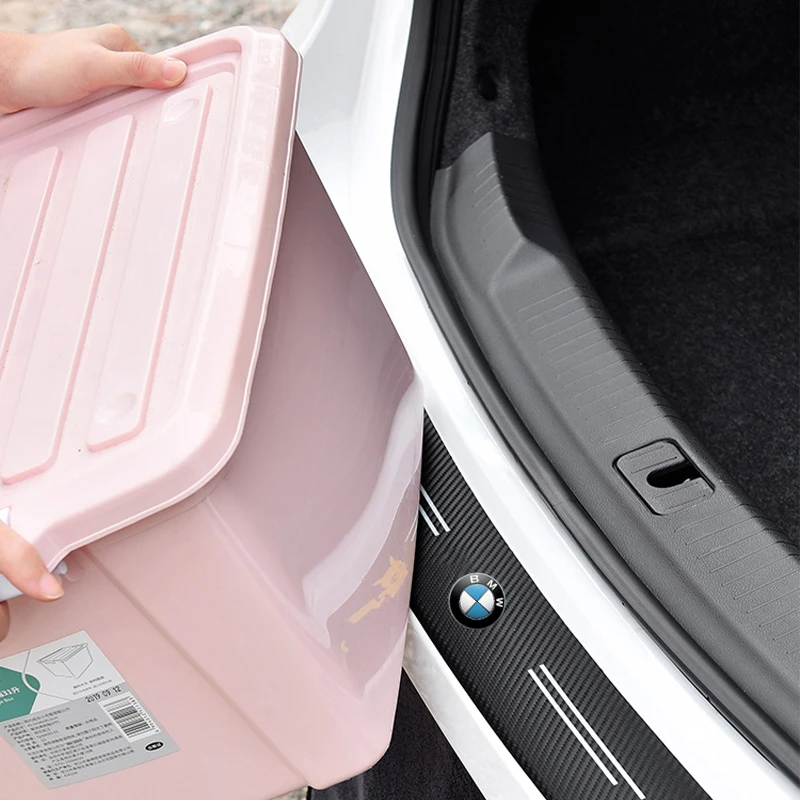 Pegatinas protectoras de maletero de coche de fibra de carbono para BMW X1 X3 X4 X5 X7 F10 F20 F30 G20 F15 F16 F34 E90 E91 E92 E93 1 2 3 4 5 7 Series