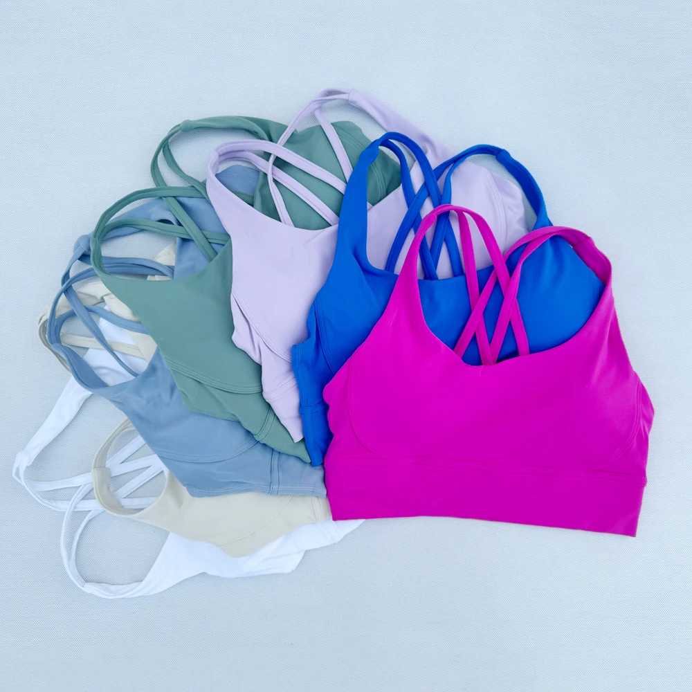 เสื้อผ้าผู้หญิง GYM TOP Breathable กีฬา Bra Cross-Backed โยคะ Bra วิ่งกลางแจ้ง Push Up ฟิตเนสการฝึกอบรมกีฬาชุดชั้นใน
