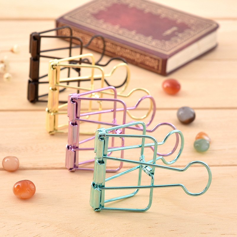 Clips de reliure en or rose, 5 pièces, trombone, fournitures scolaires et de bureau, fournitures de reliure, sac de fichiers, sacs de Documents, Clips métalliques