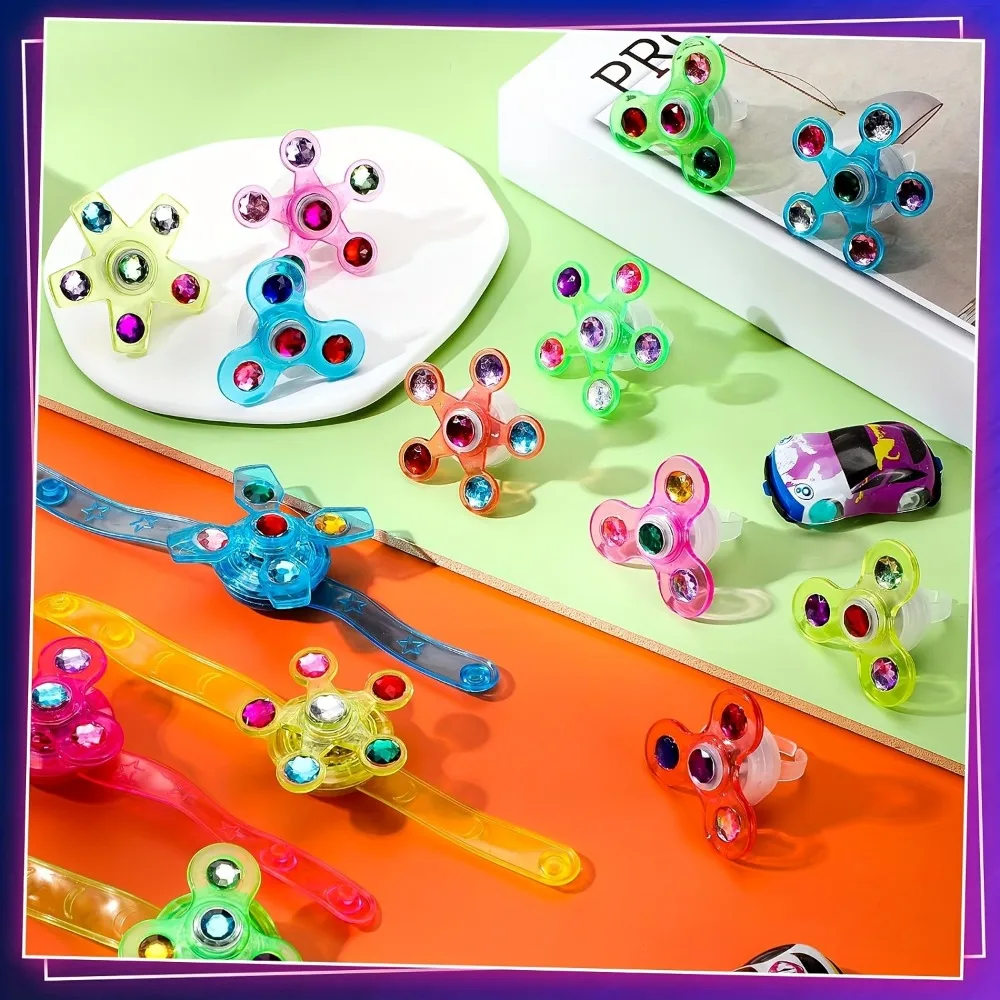 12 Pcs LED 빛나는 Fidget 회 전자 팔찌, 어린이 파티 호의 선물 가방 필러 빛나는 파티 용품 반환 선물 카니발 선물