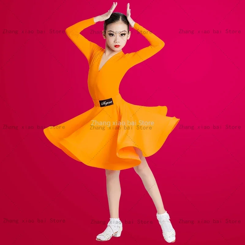 สาวละตินเต้นรําชุดเด็กห้องบอลรูมเต้นรําชุดเด็ก Salsa Rumba Cha Cha Samba Tango Top กระโปรง Stage เสื้อผ้า