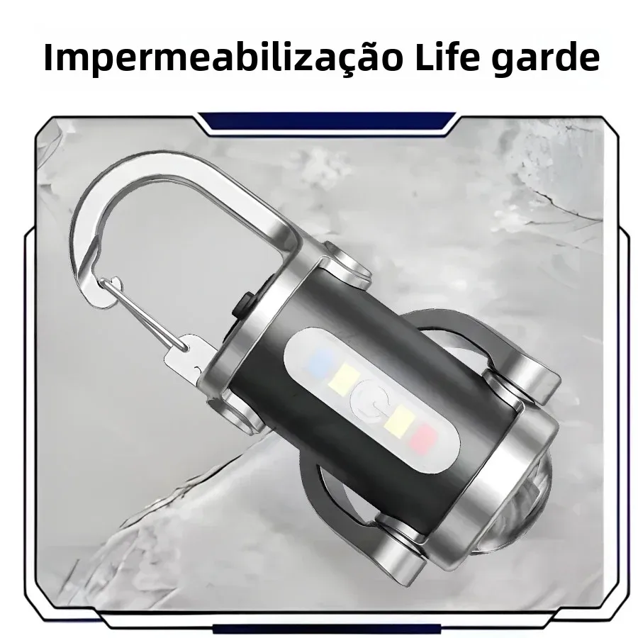 Mini chaveiro portátil lanterna multifuncional cob luz de trabalho 6 modos luz recarregável de emergência para caminhadas busca caminhadas