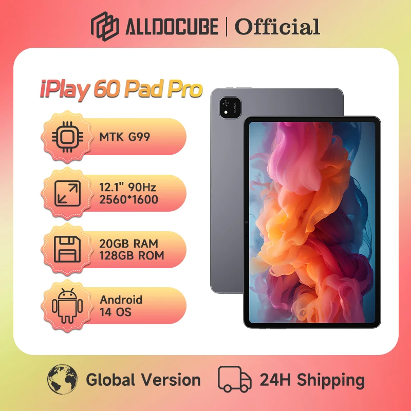 ALLDOCUBE iPlay 60 Pad Pro Планшет 12,1 дюйма, 90 Гц, дисплей MTK8781, 20 ГБ (8 + 12, виртуальная), ОЗУ, 128 ГБ ПЗУ, 10000 мАч, Android 14 4G LTE-планшет