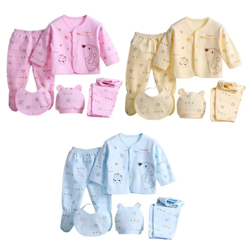 Abbigliamento per bambini Set neonato in lana riccio per neonato Set di biancheria intima in puro cotone cinque 0-3M Set di biancheria intima in puro cotone primavera autunno