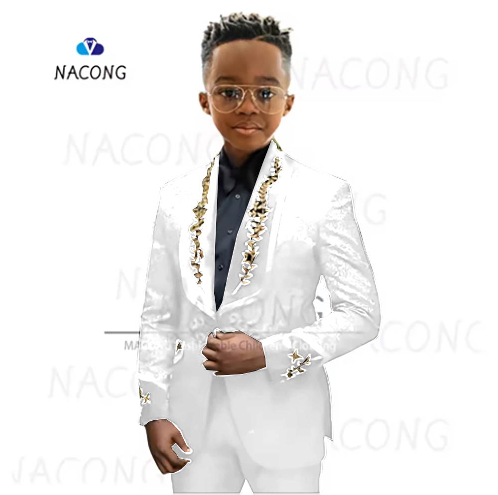 Boys Suit Classic Jacquard Embroidered Tuxedo For 2-16 Years Old For Weddings And Celebrations