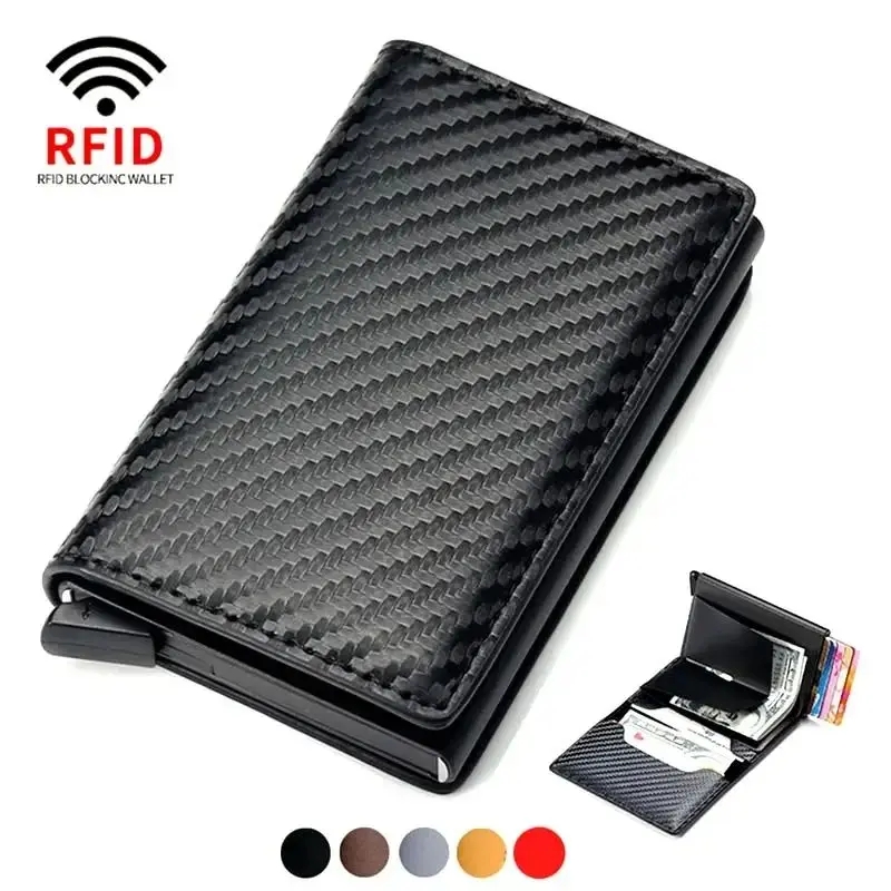 Mens Anti RFID Blocking Magic Wallet Carbon Fiber ID Credit Card Holder Small Smart Wallets Cardholder Case Protective