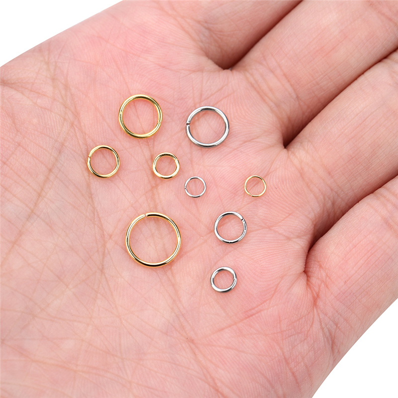100 peças pvd nunca desbota anéis de salto abertos de aço inoxidável 4 5 6 8 10 mm conectores de anéis divididos para colar pulseira fabricação de jóias