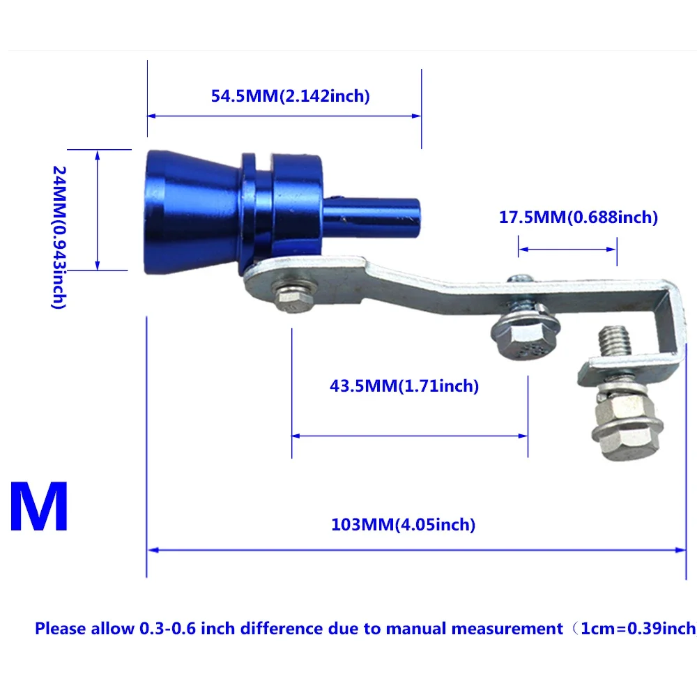 1Pcs Universal Turbo Sound Simulator Whistle Car Exhaust Pipe Whistle Vehicle Sound Muffler S/M/L/XL
