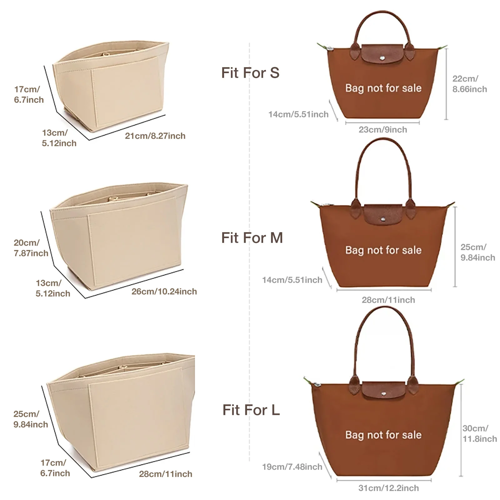 펠트 삽입 가방은 Longchamp 핸드백 라이너 가방에 적합 펠트 천 메이크업 가방 지원 여행 휴대용 삽입 지갑 주최자