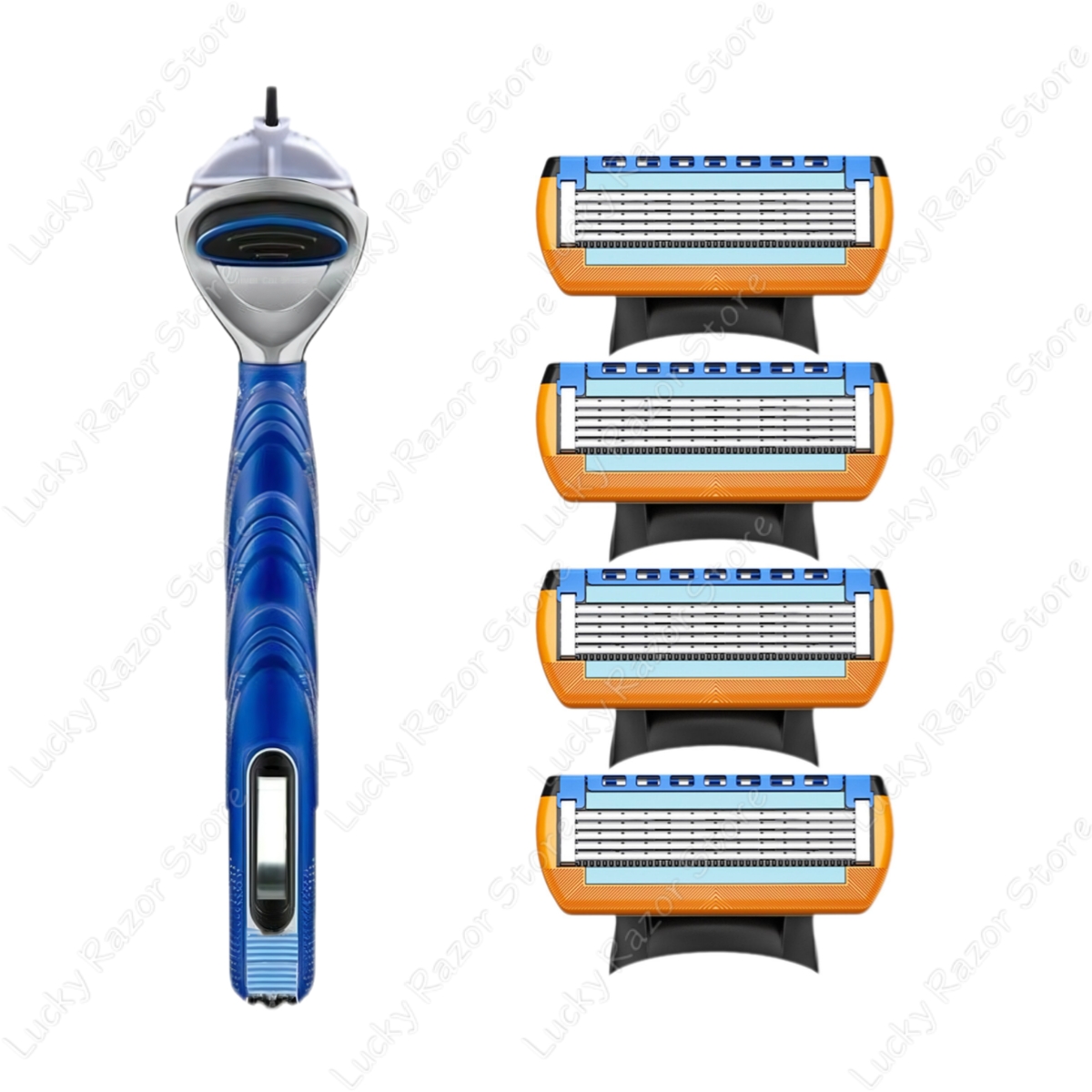 Fusion series Stainless steel manual shaver, 5-layer razor blade reusable, retro wet scratch resistant hair removal blade