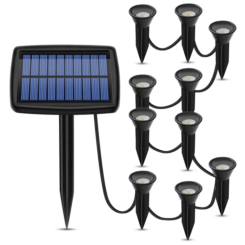 Solarne lampy gruntowe 10w1, solarne lampy ogrodowe, zewnętrzne, wodoodporne oświetlenie krajobrazu do podwórka, chodnika, patio, podjazdu, dekoracja