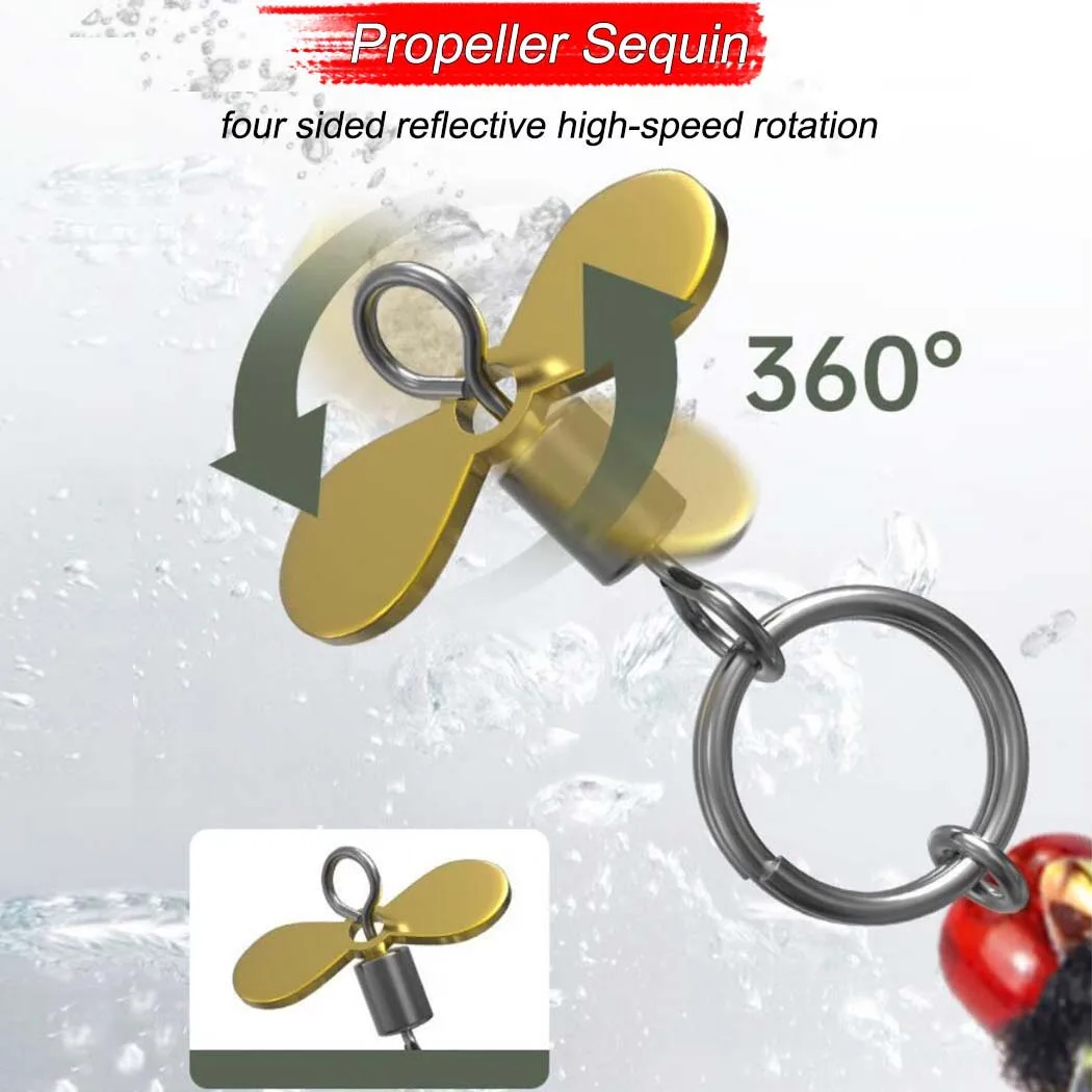 5Pcs/Box Propeller Worm Fishing Lure Spinner Spinning Bait Rotating Blade Sequin Bionic Fish Lure