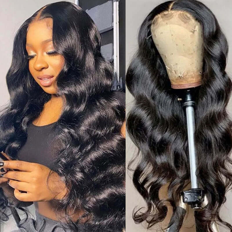 180% Density Brazilian Human Hair Wigs Pre Plucked Hd 13x4 Lace Front Wig Bleached Knots Transparent Lace Frontal Wig