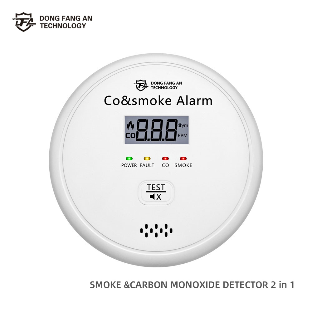 Dfa 2 em 1 autônomo inteligente co & detector de fumaça alarme monóxido carbono sala cozinha loja fogo 85 db alerta sensor som