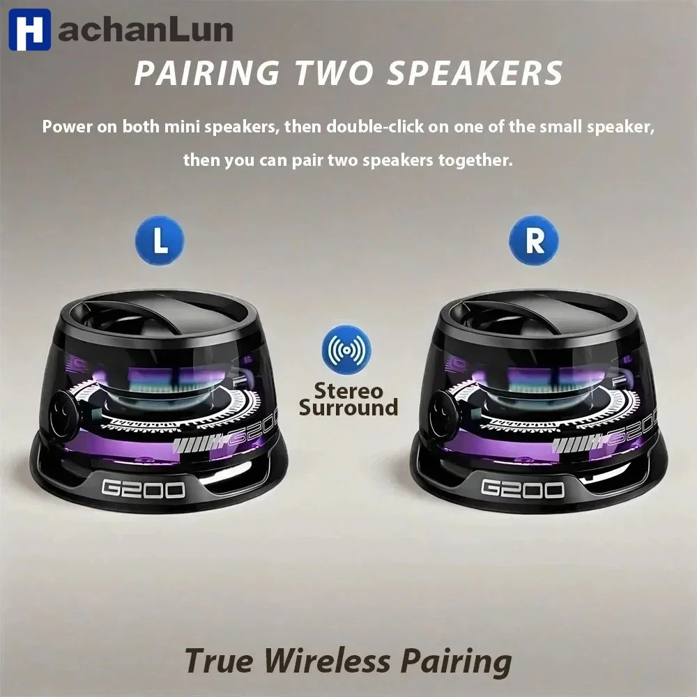 G200 Bluetooth 5.3 Tragbarer Lautsprecher RGB-Beleuchtung Magnetischer Lautsprecher BT5.3 Mini-Soundbox 7-Stunden-Wiedergabe Telefonhalter Lautsprecher