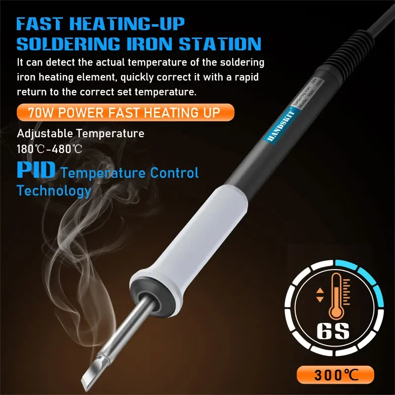 T12 Digital Soldering Station with LCD Temp Control - Portable Rework Tool Kit for Electronics Repair, No Power Supply Included