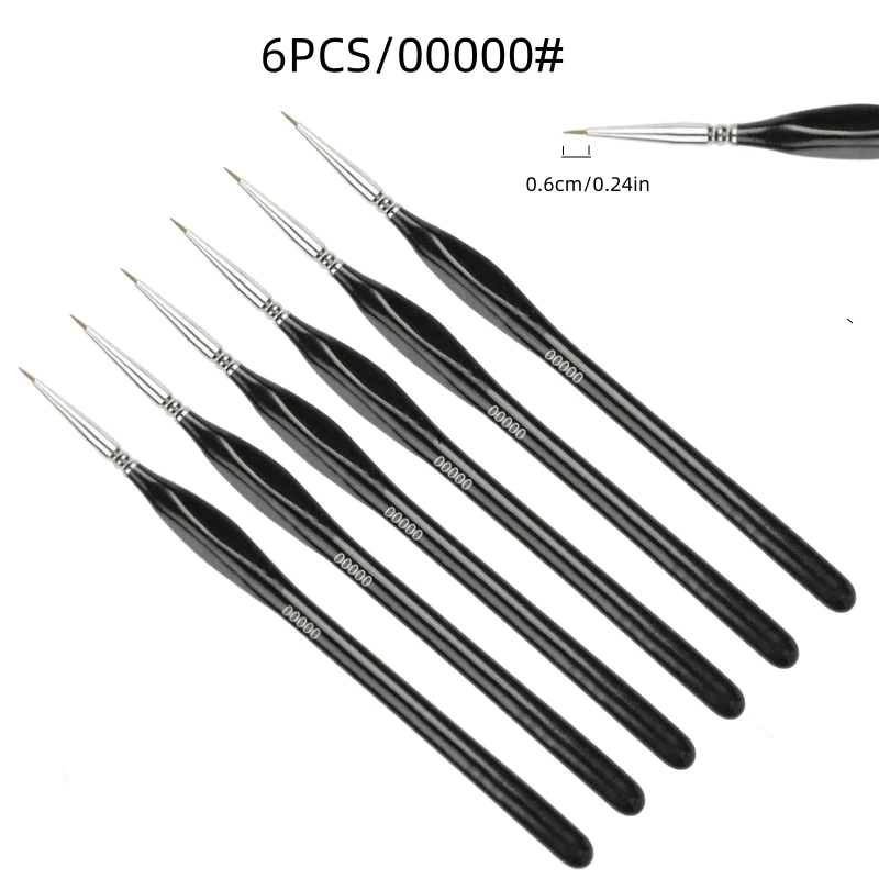Juego de pinceles de pintura de punta fina, pelo de nailon sintético para pintura acrílica, detalles de modelos y arte en miniatura, 3/6 Uds. |   Precisión fabricada