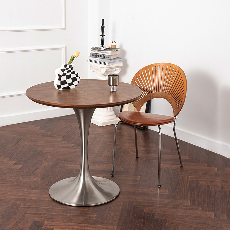 Round  Household Tulip Dining  Stainless Steel Commercial Cafe Dining  Balcony Negotiation Small Round  table