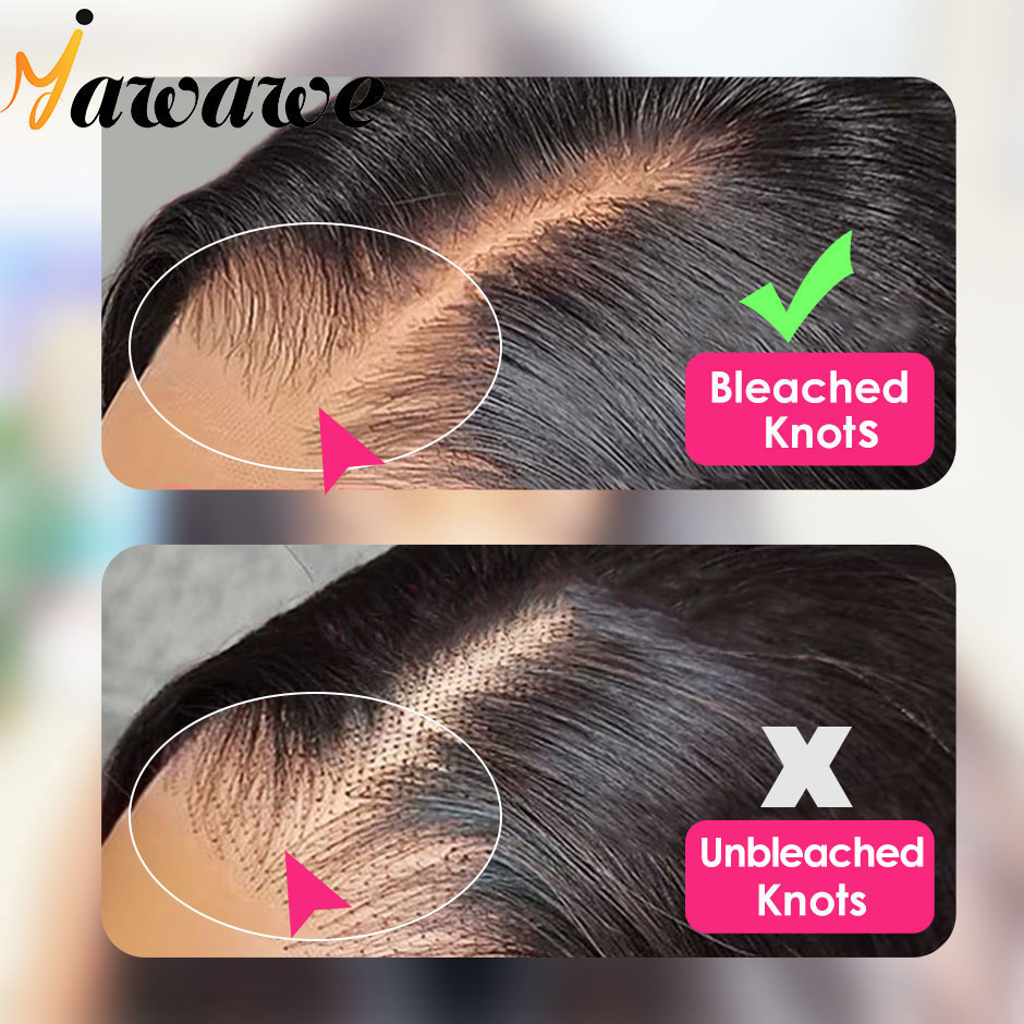 YAWAWE Pre-Bleached Knots Glueless Wig 착용 준비 완료 가발 직선 미리 뽑은 인간의 머리카락 밥 가발 Pre-cut HD 레이스 착용 가발