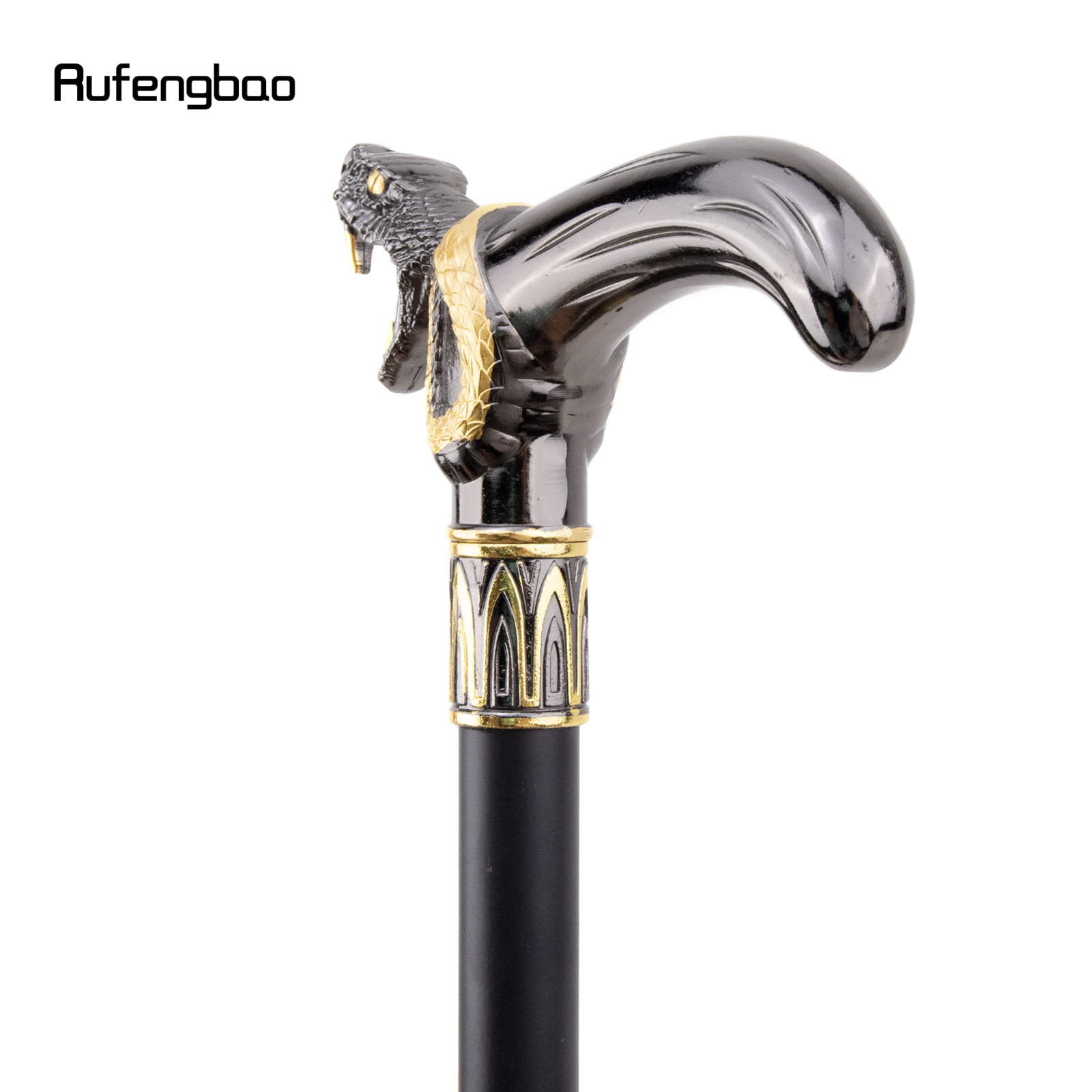 Golden สีดําหัวงูกัดเดิน Cane แฟชั่นตกแต่งเดิน Stick สุภาพบุรุษ Elegant คอสเพลย์ Cane KNOB Crosier 93 ซม