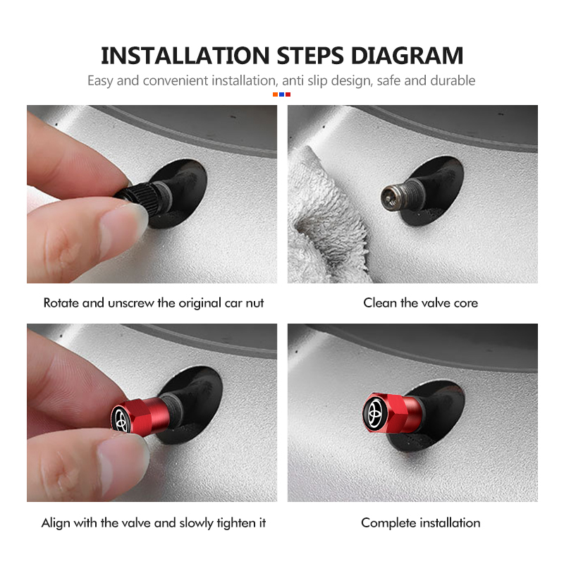 4 Uds tapas de válvula de neumático de coche cubierta de aluminio tapa de vástago de rueda de neumático para Toyota Corolla Prius Auris CHR Land Cruiser Camry Avalon