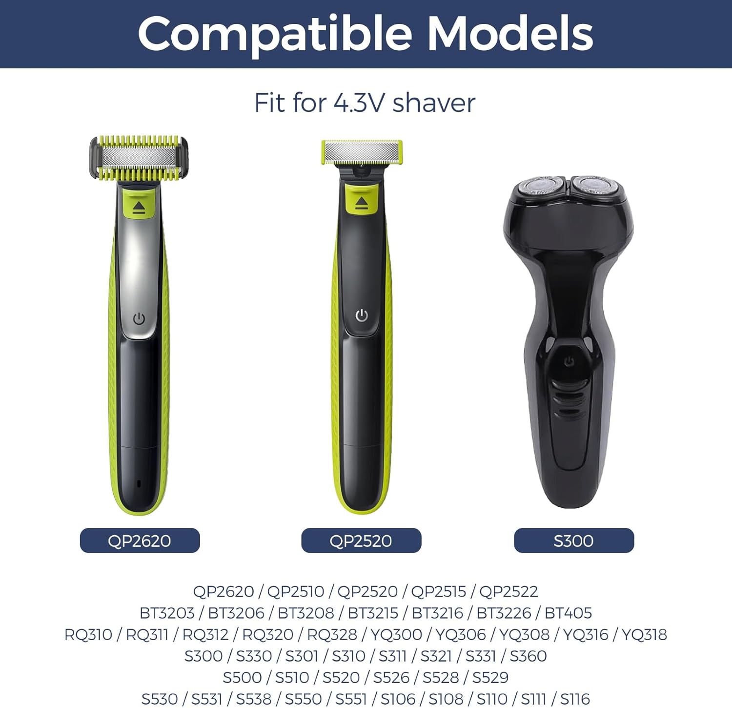 필립스 One Blade QP2520 QP2515 QP2620 시리즈용 YUKU 4.3V Type-C 면도기 어댑터 충전 변환기(충전 표시기 포함)
