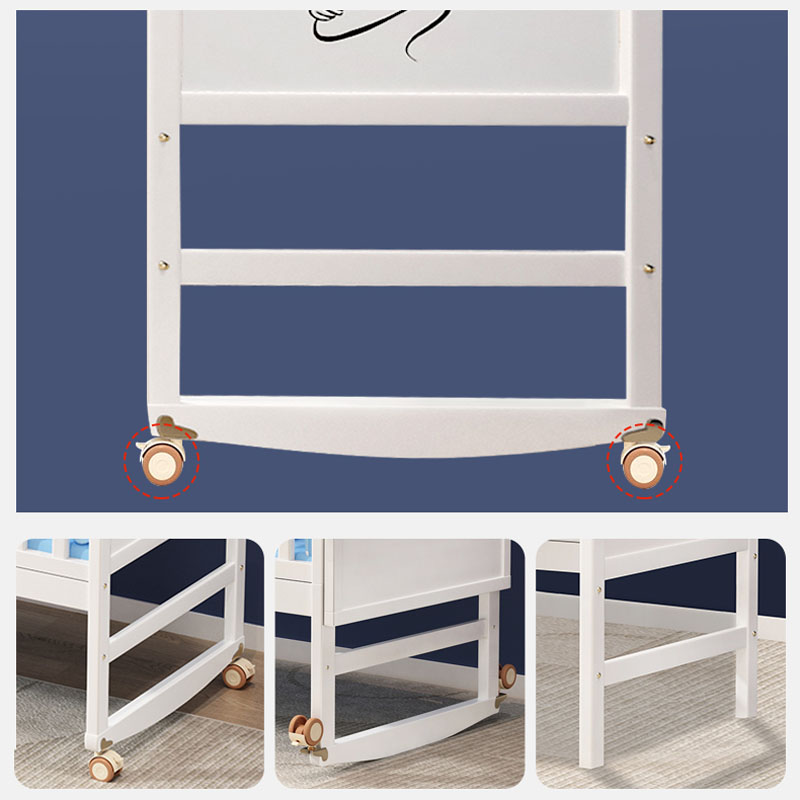 Cuna de bebé de madera blanca con mosquitera, juego de cama, cama, colchón basculante, 1M