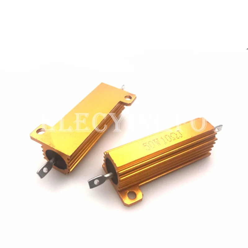 RX24 100W 50W Watt Power Metal Shell Aluminium Gold Resistor 1R 2R 3R 4R 5R 6R 8R 10R 15R 20R 30R 40R 100R 200R 220R Rezystancja