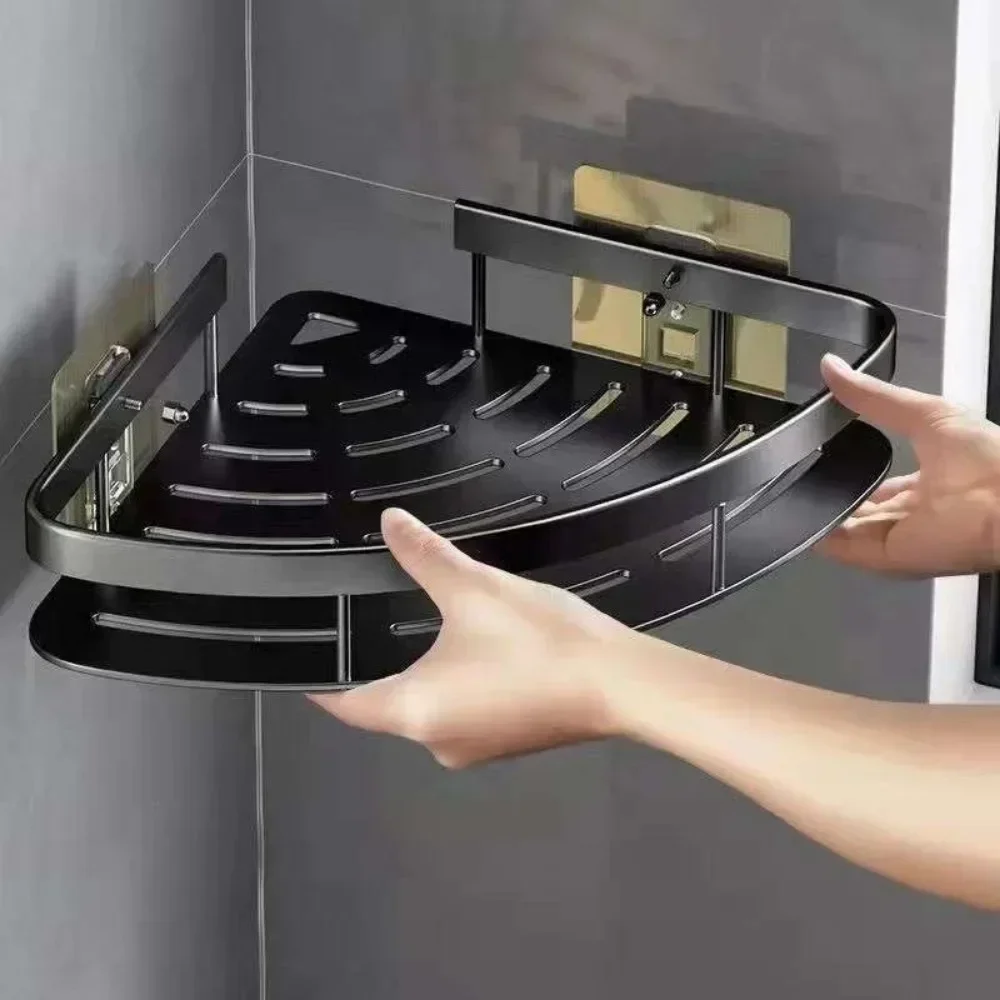 Caliente 2025 nueva estante de baño organizador de almacenamiento de maquillaje estante de champú estante de ducha accesorios de baño sin taladro estante de pared