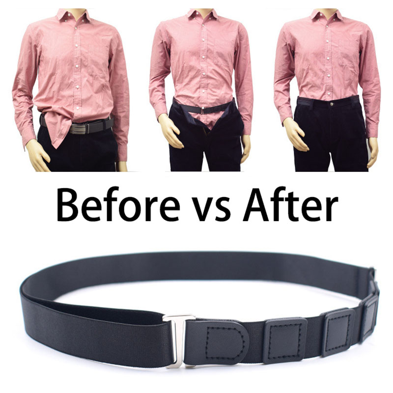 Cinto de camisa preta para homens e mulheres, mantenha a camisa dobrada em elástico ajustável, antiderrapante, à prova de rugas, suporte de camisa, cinto de bloqueio