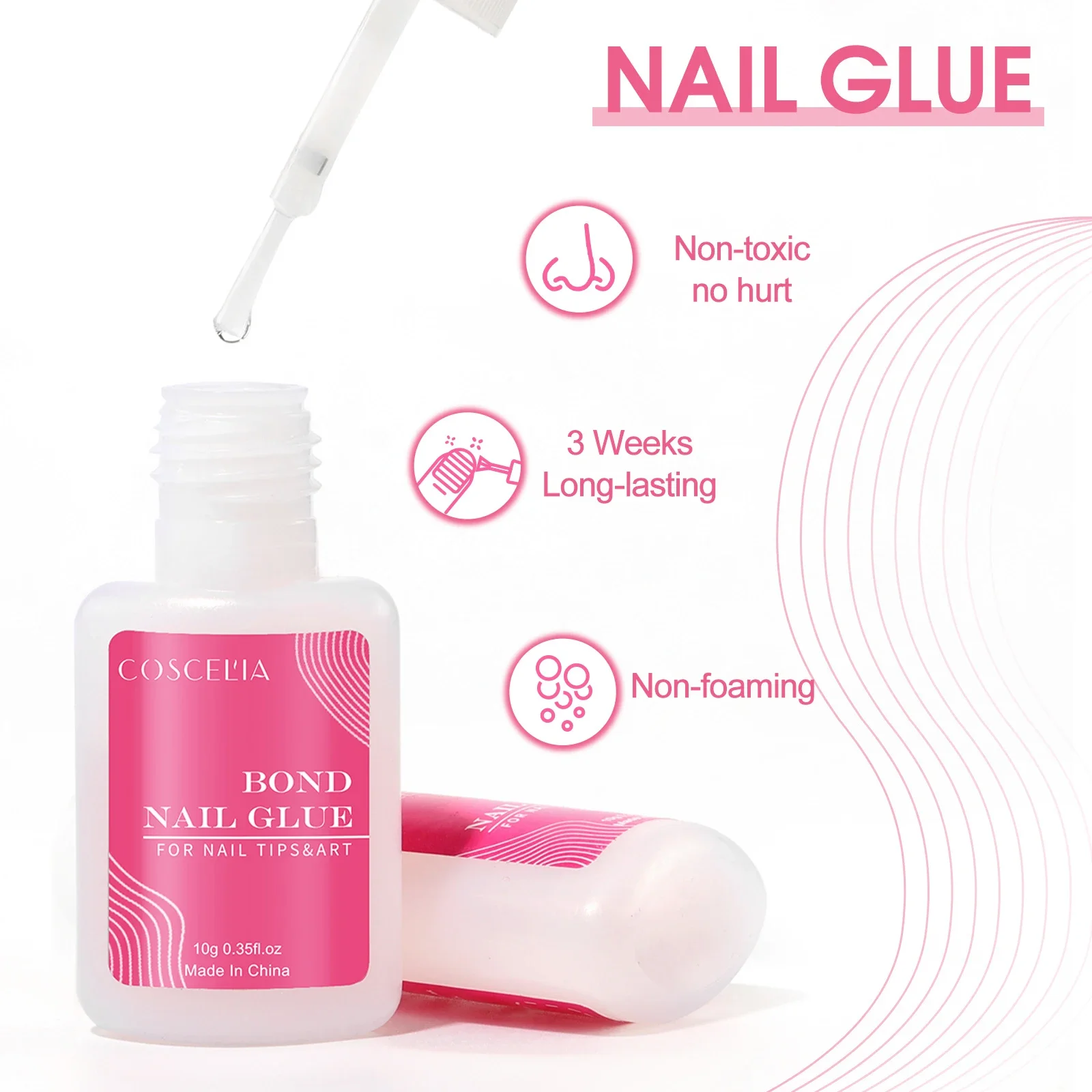 COSCELIA 10G pegamento para uñas puntas de uñas postizas pegamento herramientas para uñas de Color transparente