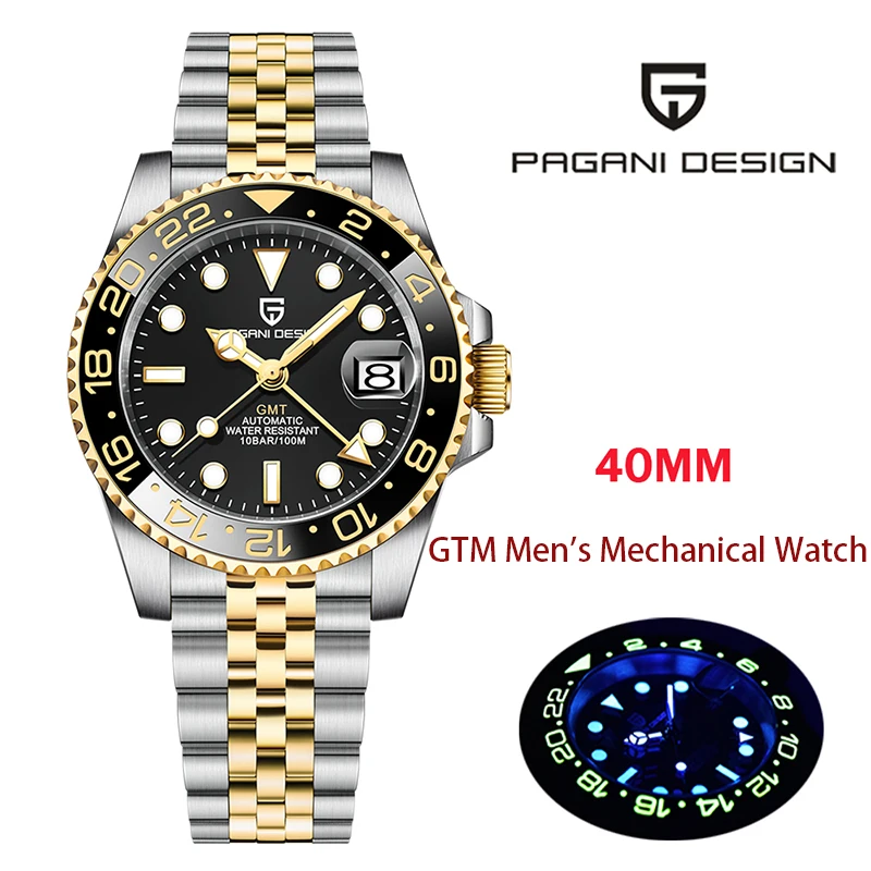 PAGANI DESIGN V3 versione GMT orologi orologio meccanico automatico con zaffiro di lusso da uomo orologio impermeabile in acciaio inossidabile da 40MM